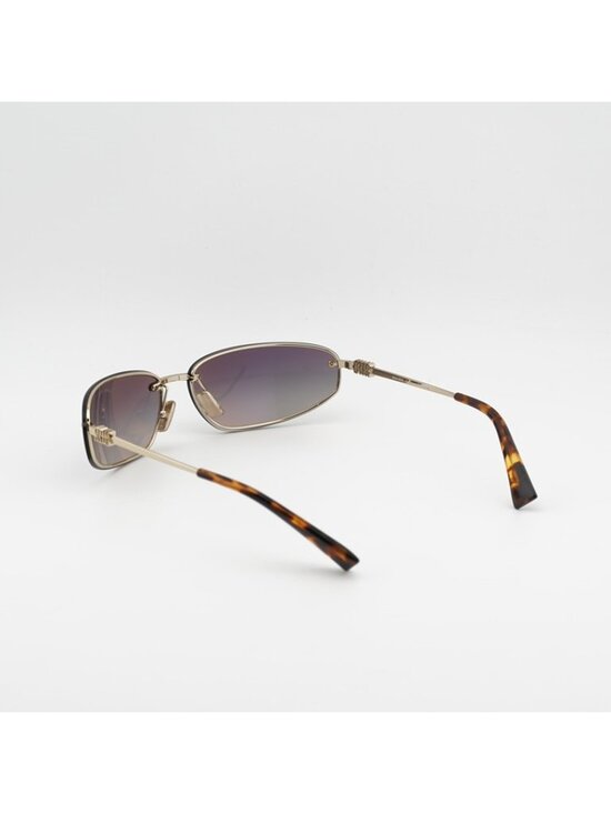 Miu Miu MUA50S ZVN30C Sunglasses Gold Rectangle Frame, Blue Mirror Silver Lenses main image 4